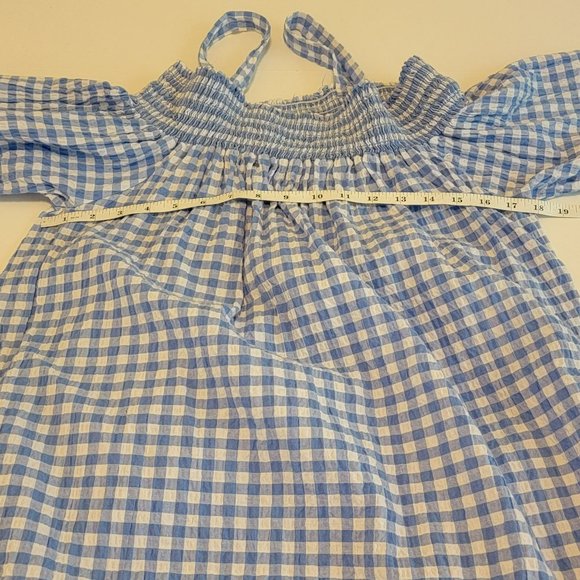 Miracle Berry Women's M Blue & White Gingham Smocked Seersucker Sundress - EUC - Picture 7 of 10